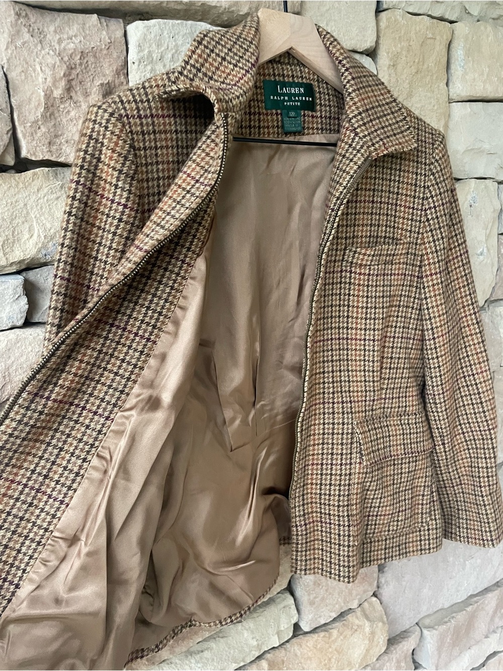 Lauren Ralph Lauren Equestrian Vintage Houndstooth Coat RARE - Picture 8 of 9